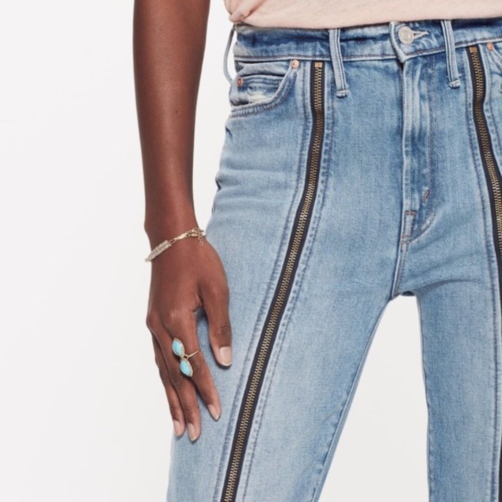 Mother The Rascal High Waist Zip Step Hem Jeans 24